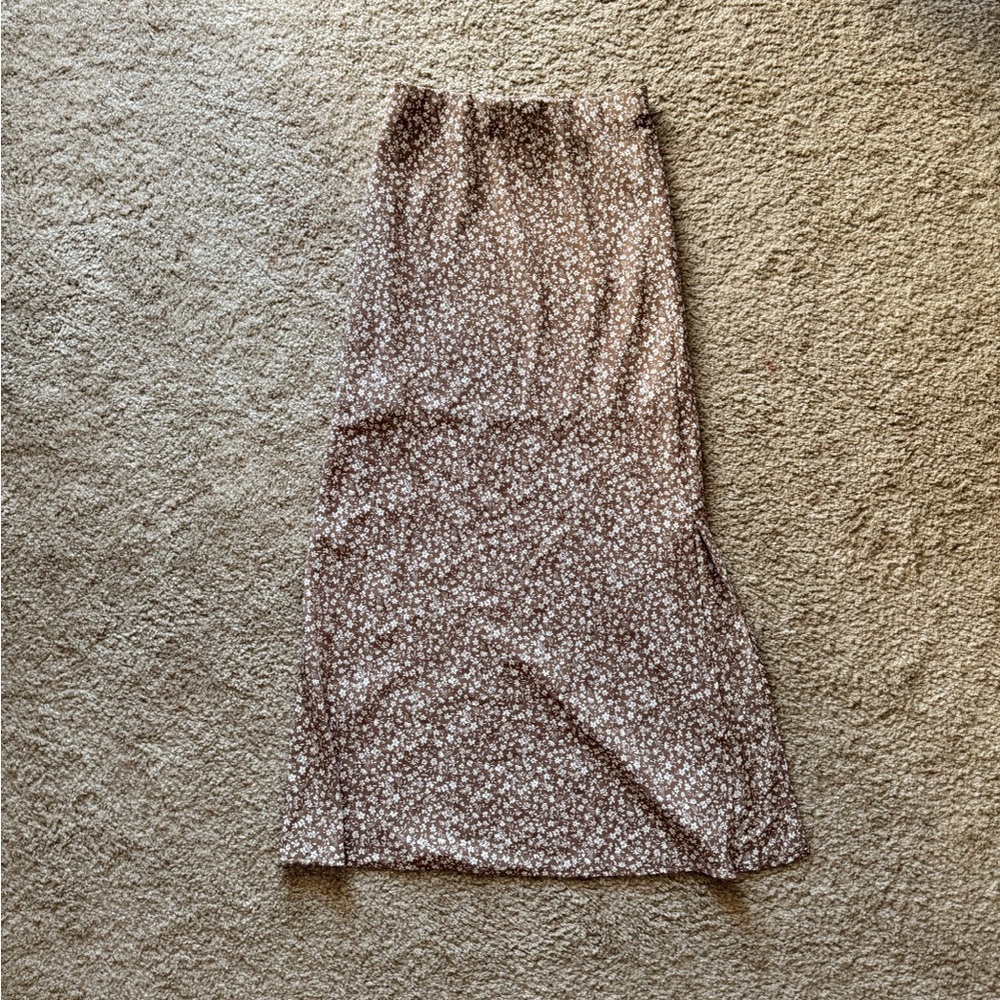 Altar’d State Floral Brown Maxi Skirt